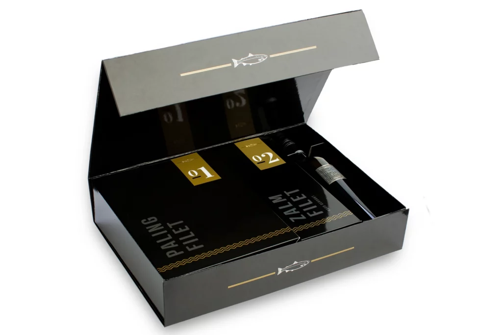 Premium Vis Food Verpakking Met Glanslaminaat Vouwomplakt Massief Karton Gecombineerd Met Vouwkarton En Golfkarton Inlay