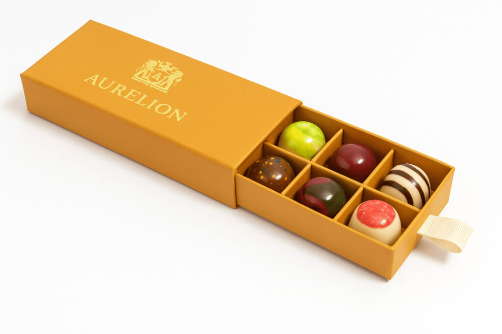 Massief Karton Schuifdoos Met Vakverdeling Inlay Chocolade