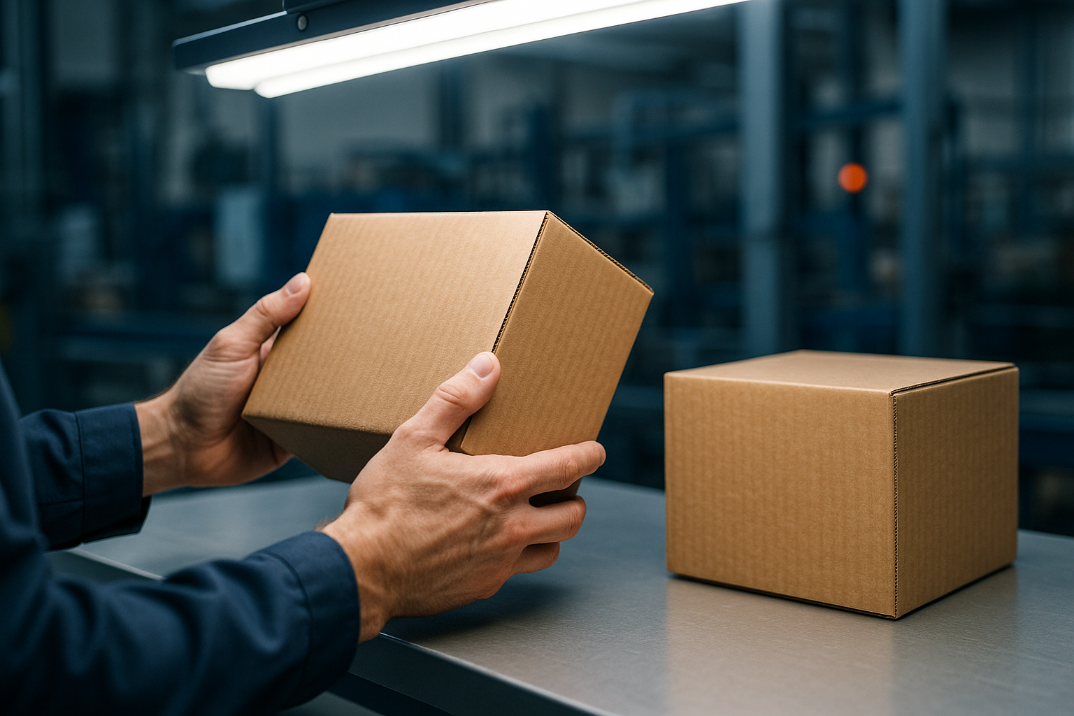 Kwaliteitscontrole van kartonnen dozen in een productieomgeving
