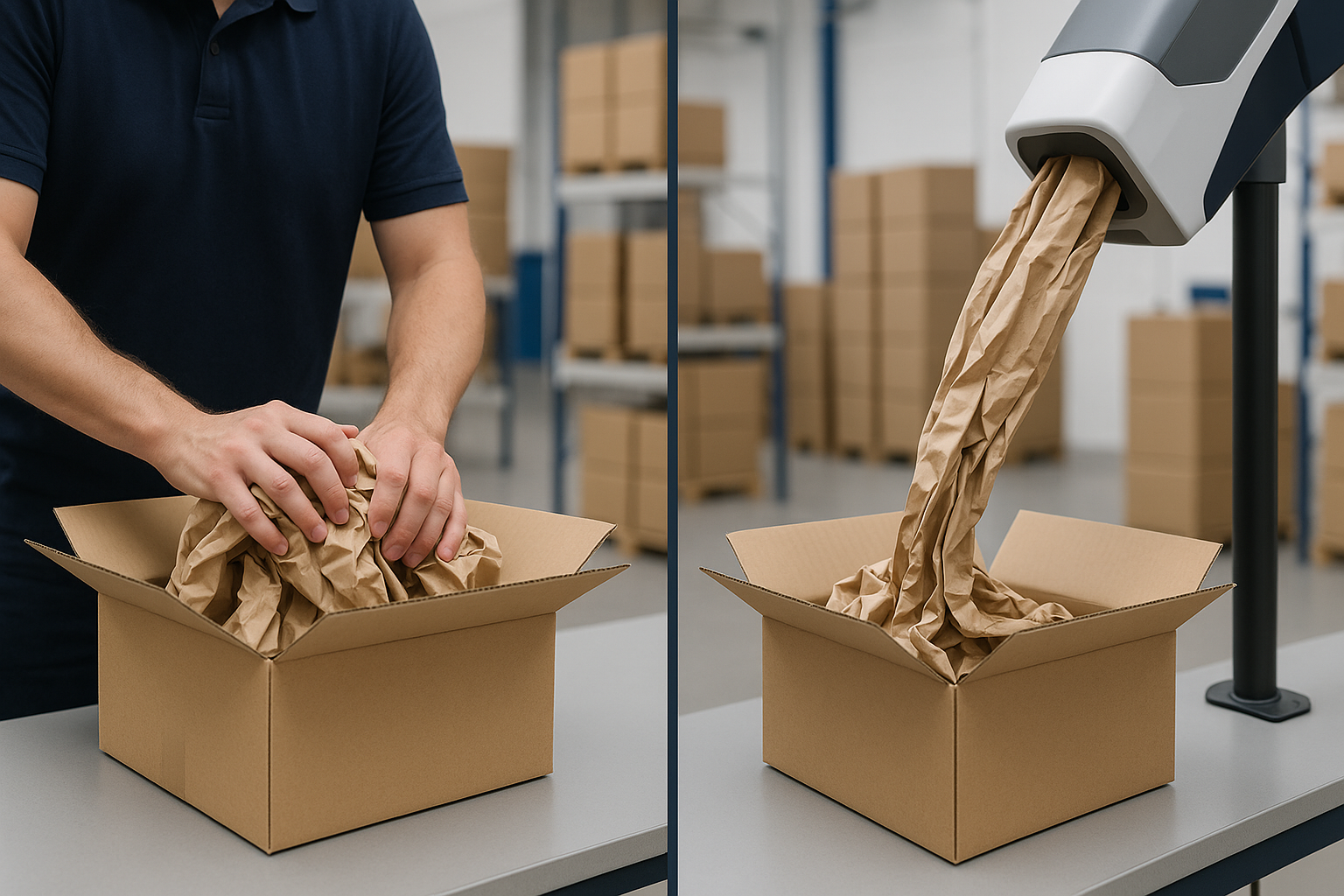 Vergelijking tussen handmatig opvulmateriaal proppen en een automatisch doseersysteem