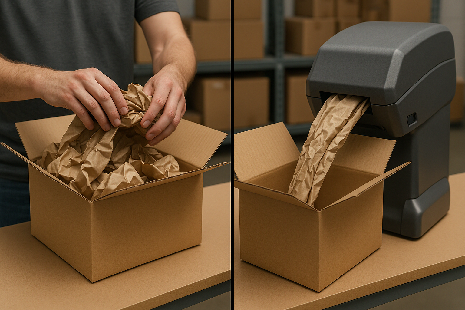 Vergelijking tussen handmatig doseren van opvulmateriaal en een doseersysteem voor opvulmateriaal aan de paktafel